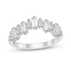 Thumbnail Image 1 of Baguette and Round White Lab-Created Sapphire Alternating Band in Sterling Silver