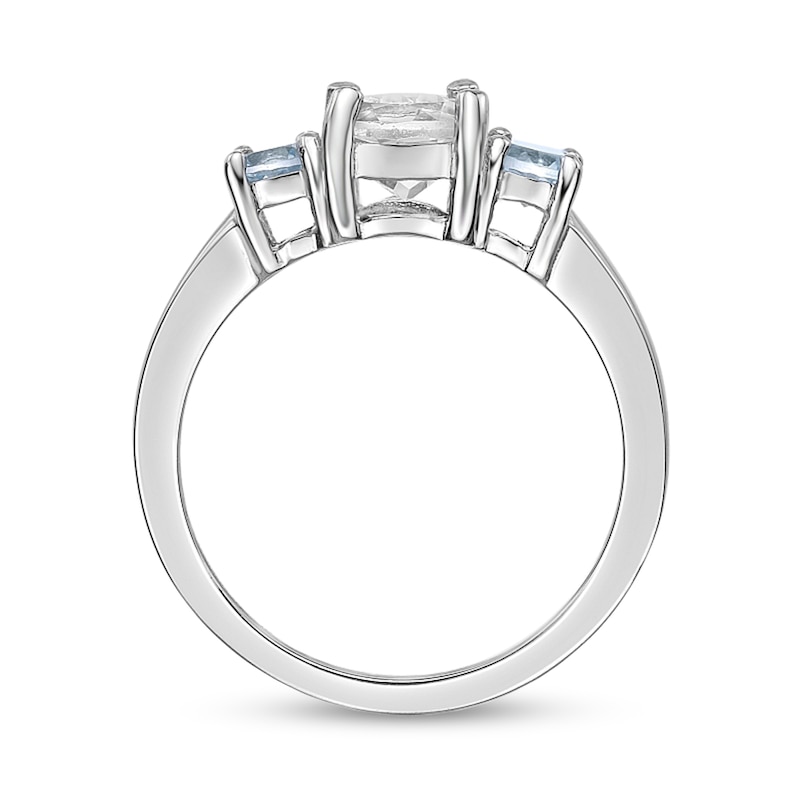 Main Image 3 of 6.0mm White and Sky Blue Topaz Three Stone Ring in Sterling Silver