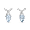 Thumbnail Image 3 of Pear-Shaped Aquamarine and 1/20 CT. T.W. Diamond "X" Stud Earrings in 10K White Gold