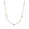 Thumbnail Image 1 of Simulated Aquamarine and White Lab-Created Sapphire Station Necklace in Sterling Silver with 18K Gold Plate