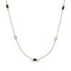Thumbnail Image 1 of Oval Blue and White Lab-Created Sapphire Alternating Station Necklace in Sterling Silver with 18K Gold Plate