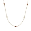 Thumbnail Image 1 of Oval Garnet and White Topaz Alternating Station Necklace in Sterling Silver with 18K Gold Plate