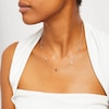 Thumbnail Image 2 of Oval Garnet and White Topaz Alternating Station Necklace in Sterling Silver with 18K Gold Plate