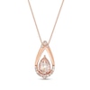 Thumbnail Image 1 of Pear-Shaped Morganite and 1/15 CT. T.W. Diamond Frame Pendant in 10K Rose Gold