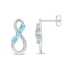 Thumbnail Image 1 of Oval Blue Topaz Beaded Infinity Drop Earrings in Sterling Silver