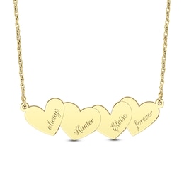 Mother's Engravable Tilted Hearts Necklace (1-4 Lines)