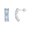 Thumbnail Image 2 of Emerald-Cut Sky Blue Topaz Five Stone Curved Drop Earrings in Sterling Silver