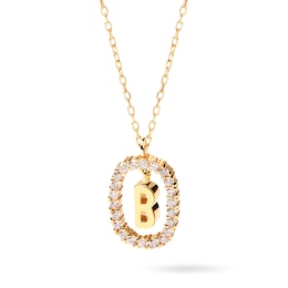 1/4 CT. T.W. Lab-Created Diamond Open Frame &quot;B&quot; Initial Pendant in 14K Gold - 19.5&quot;