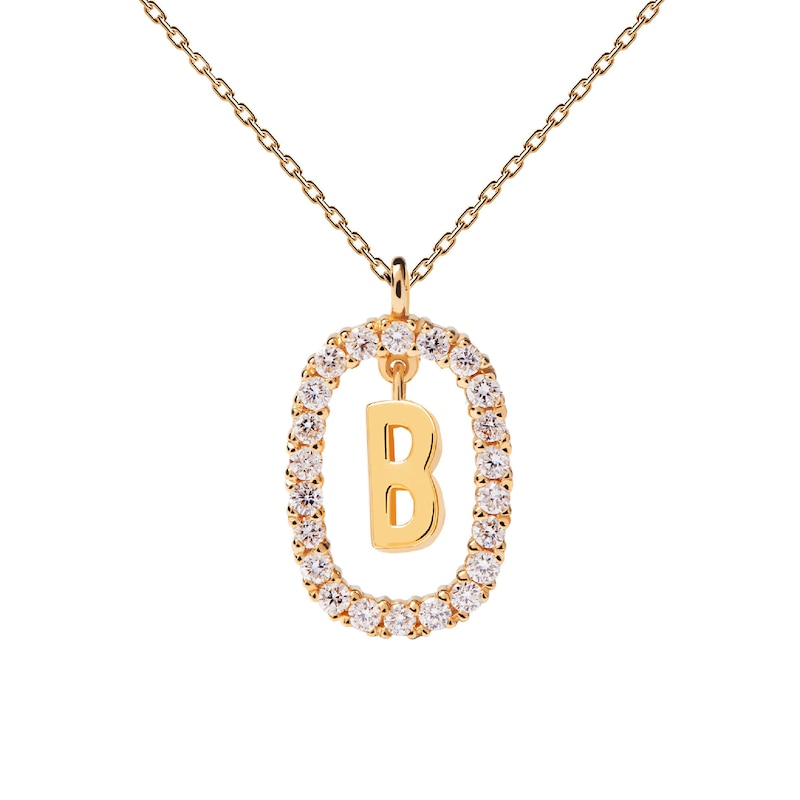 Main Image 3 of 1/4 CT. T.W. Lab-Grown Diamond Open Frame "B" Initial Pendant in 14K Gold - 19.5"