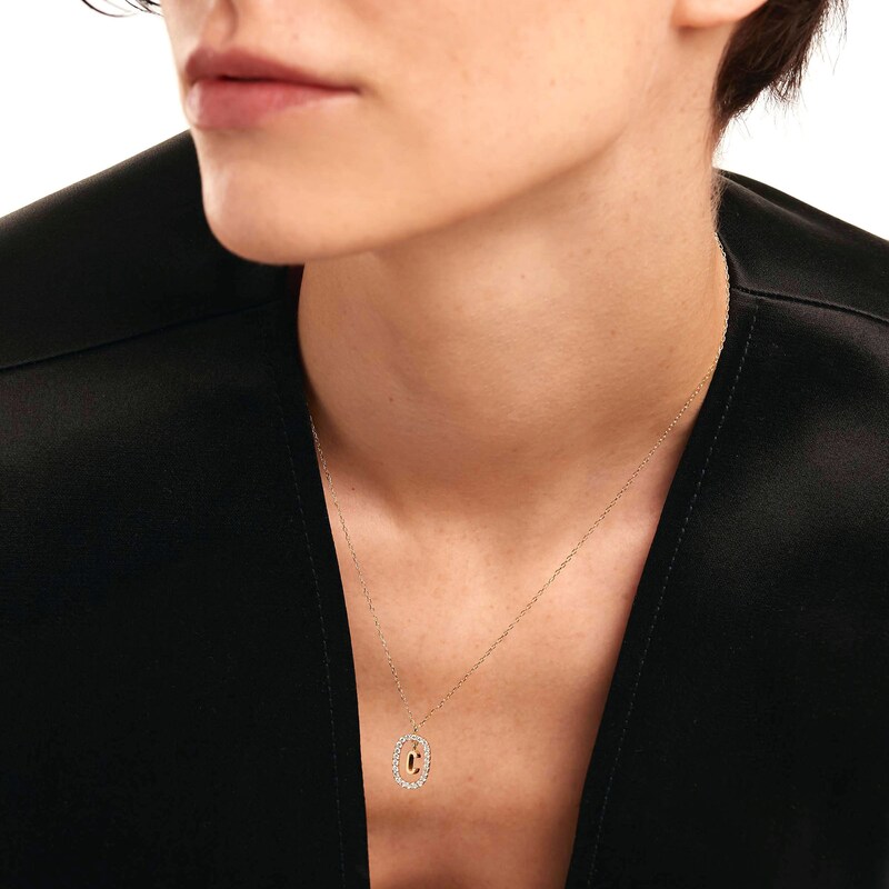Main Image 5 of 1/4 CT. T.W. Lab-Grown Diamond Open Frame "C" Initial Pendant in 14K Gold - 19.5"