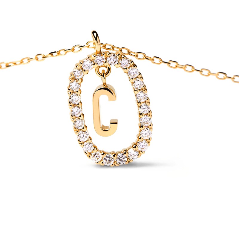Main Image 7 of 1/4 CT. T.W. Lab-Grown Diamond Open Frame "C" Initial Pendant in 14K Gold - 19.5"