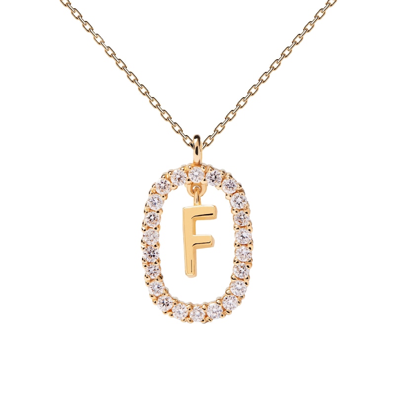 Main Image 3 of 1/4 CT. T.W. Lab-Grown Diamond Open Frame "F" Initial Pendant in 14K Gold - 19.5"