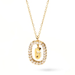 1/4 CT. T.W. Lab-Created Diamond Open Frame &quot;G&quot; Initial Pendant in 14K Gold - 19.5&quot;