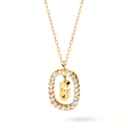 1/4 CT. T.W. Lab-Grown Diamond Open Frame "G" Initial Pendant in 14K Gold - 19.5"