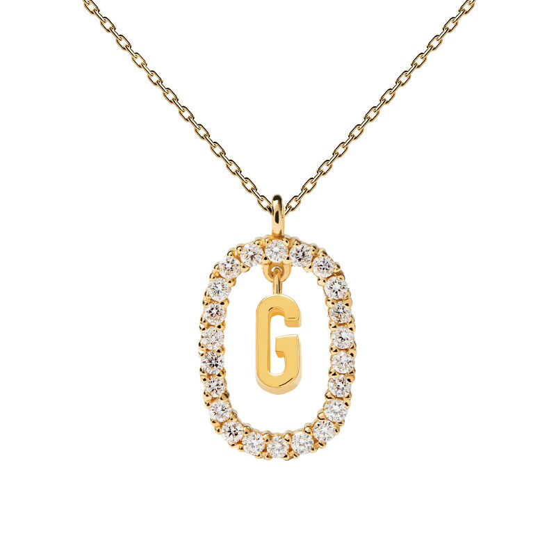 Main Image 3 of 1/4 CT. T.W. Lab-Grown Diamond Open Frame "G" Initial Pendant in 14K Gold - 19.5"
