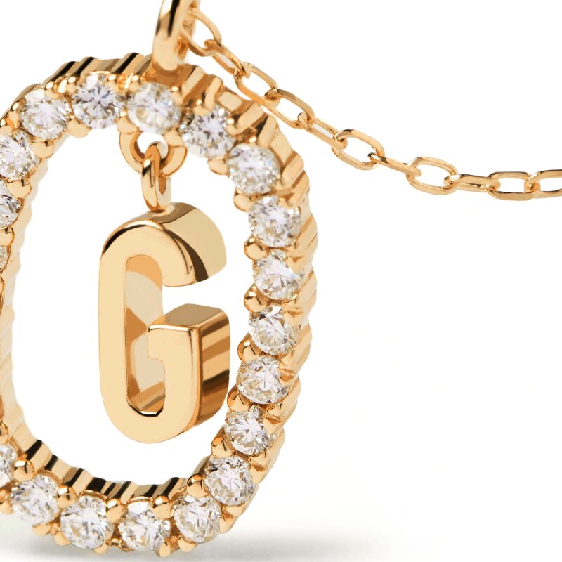 Main Image 5 of 1/4 CT. T.W. Lab-Grown Diamond Open Frame "G" Initial Pendant in 14K Gold - 19.5"