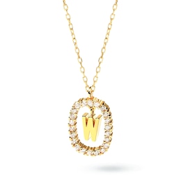 1/4 CT. T.W. Lab-Created Diamond Open Frame &quot;W&quot; Initial Pendant in 14K Gold - 19.5&quot;