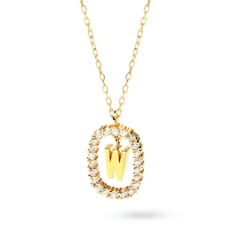 1/4 CT. T.W. Lab-Grown Diamond Open Frame "W" Initial Pendant in 14K Gold - 19.5"