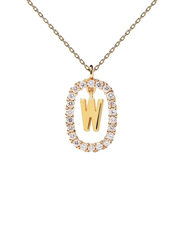 Main Image 3 of 1/4 CT. T.W. Lab-Grown Diamond Open Frame "W" Initial Pendant in 14K Gold - 19.5"