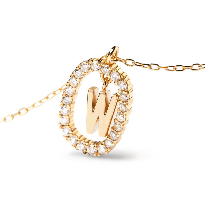 Main Image 6 of 1/4 CT. T.W. Lab-Grown Diamond Open Frame "W" Initial Pendant in 14K Gold - 19.5"