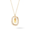Thumbnail Image 1 of 1/4 CT. T.W. Lab-Grown Diamond Open Frame "N" Initial Pendant in 14K Gold - 19.5"