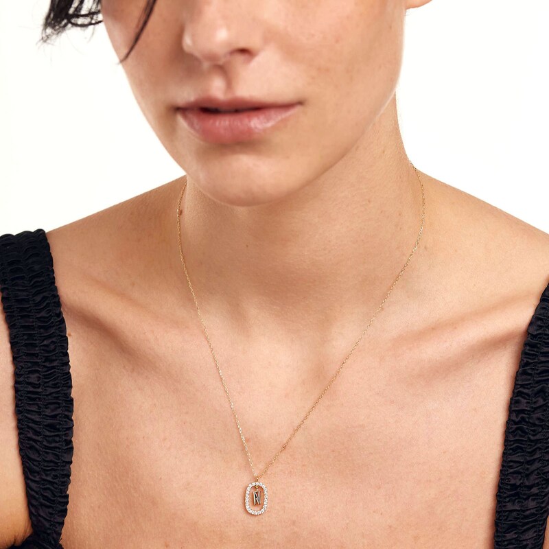 Main Image 5 of 1/4 CT. T.W. Lab-Grown Diamond Open Frame "N" Initial Pendant in 14K Gold - 19.5"