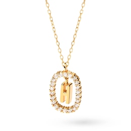 1/4 CT. T.W. Lab-Grown Diamond Open Frame "H" Initial Pendant in 14K Gold - 19.5"