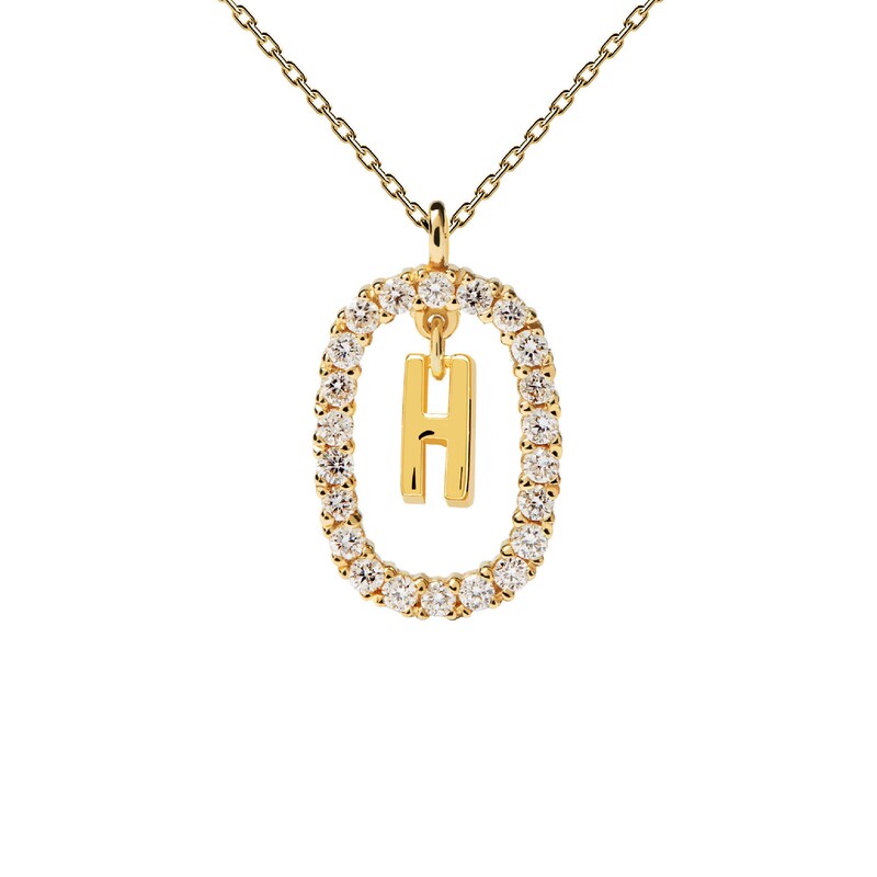 Main Image 3 of 1/4 CT. T.W. Lab-Grown Diamond Open Frame "H" Initial Pendant in 14K Gold - 19.5"