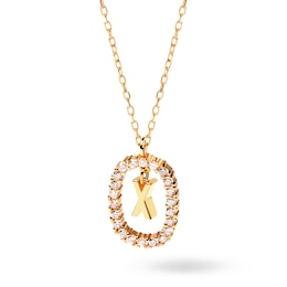 1/4 CT. T.W. Lab-Created Diamond Open Frame &quot;X&quot; Initial Pendant in 14K Gold - 19.5&quot;