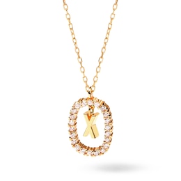 1/4 CT. T.W. Lab-Grown Diamond Open Frame "X" Initial Pendant in 14K Gold - 19.5"