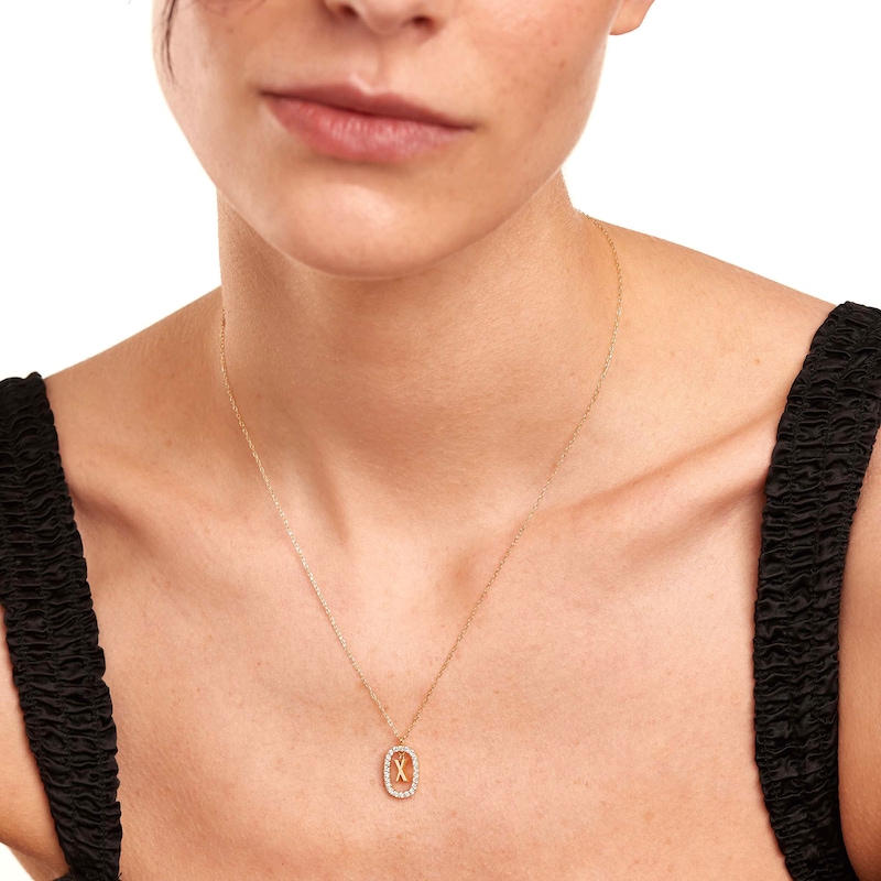 Main Image 2 of 1/4 CT. T.W. Lab-Grown Diamond Open Frame "X" Initial Pendant in 14K Gold - 19.5"