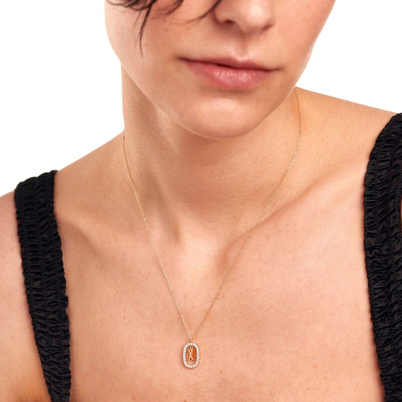 Main Image 6 of 1/4 CT. T.W. Lab-Grown Diamond Open Frame "X" Initial Pendant in 14K Gold - 19.5"