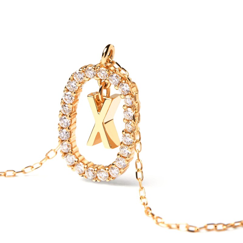 Main Image 7 of 1/4 CT. T.W. Lab-Grown Diamond Open Frame "X" Initial Pendant in 14K Gold - 19.5"