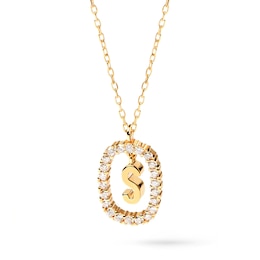 1/4 CT. T.W. Lab-Created Diamond Open Frame &quot;S&quot; Initial Pendant in 14K Gold - 19.5&quot;