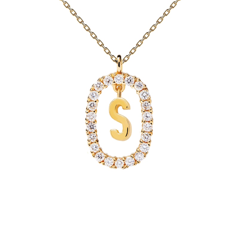 Main Image 3 of 1/4 CT. T.W. Lab-Grown Diamond Open Frame "S" Initial Pendant in 14K Gold - 19.5"
