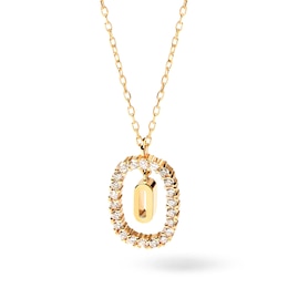 1/4 CT. T.W. Lab-Grown Diamond Open Frame "O" Initial Pendant in 14K Gold - 19.5"