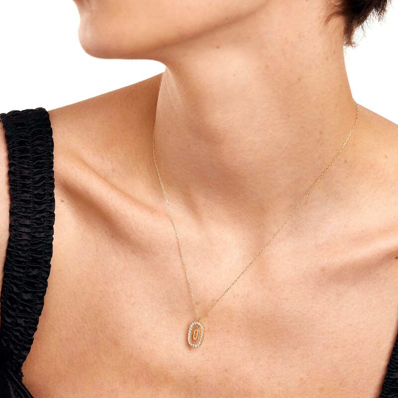 Main Image 2 of 1/4 CT. T.W. Lab-Grown Diamond Open Frame "O" Initial Pendant in 14K Gold - 19.5"