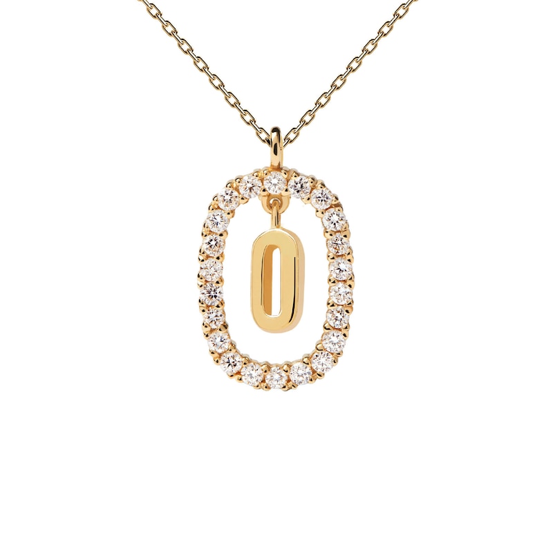 Main Image 3 of 1/4 CT. T.W. Lab-Grown Diamond Open Frame "O" Initial Pendant in 14K Gold - 19.5"