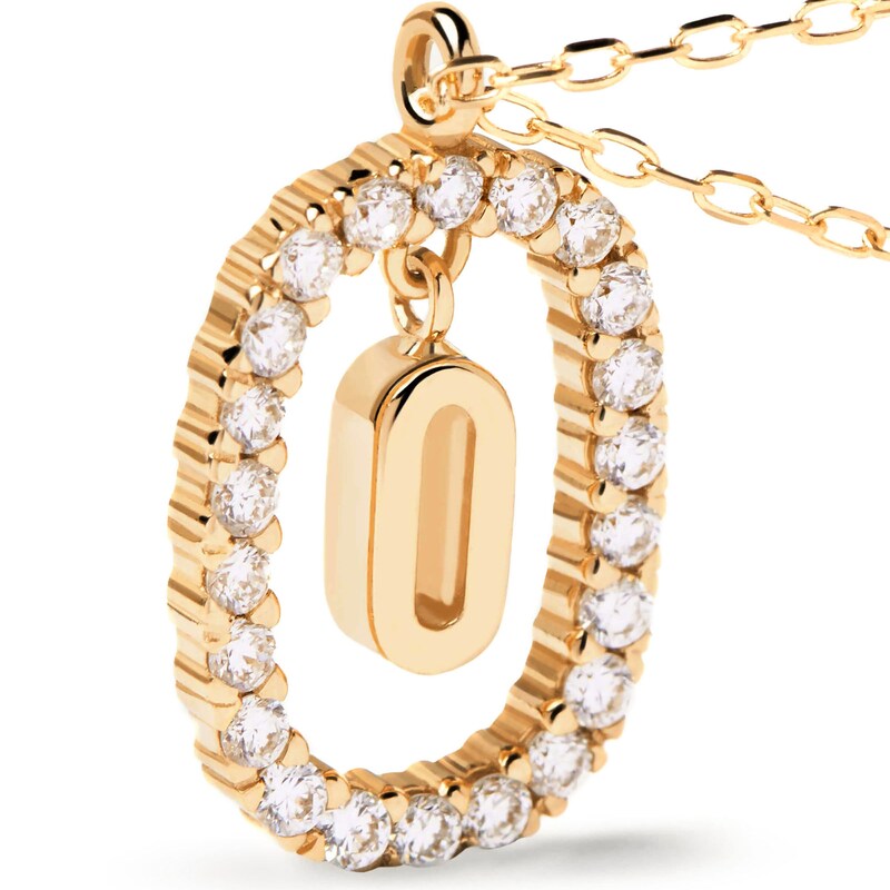 Main Image 5 of 1/4 CT. T.W. Lab-Grown Diamond Open Frame "O" Initial Pendant in 14K Gold - 19.5"
