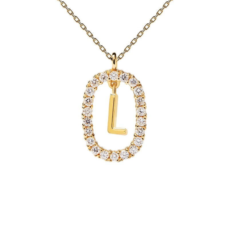Main Image 3 of 1/4 CT. T.W. Lab-Grown Diamond Open Frame "L" Initial Pendant in 14K Gold - 19.5"