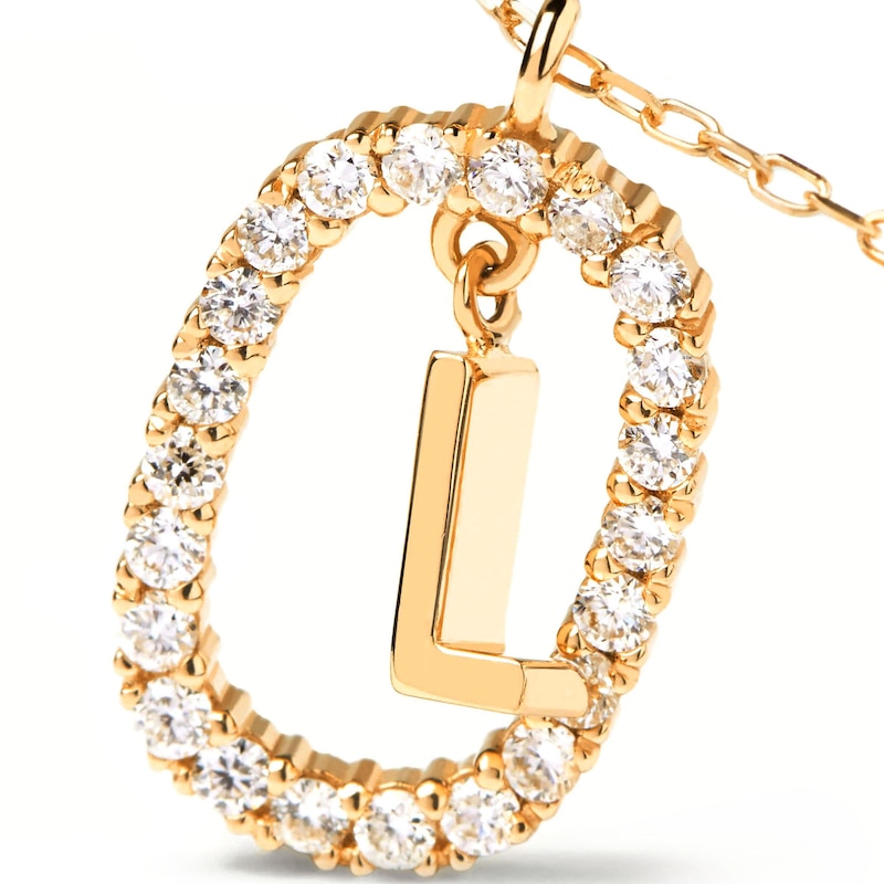 1/4 CT. T.W. Lab-Created Diamond Open Frame "L" Initial Pendant in 14K Gold - 19.5"