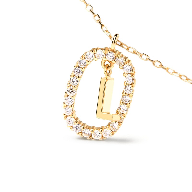 Main Image 7 of 1/4 CT. T.W. Lab-Grown Diamond Open Frame "L" Initial Pendant in 14K Gold - 19.5"