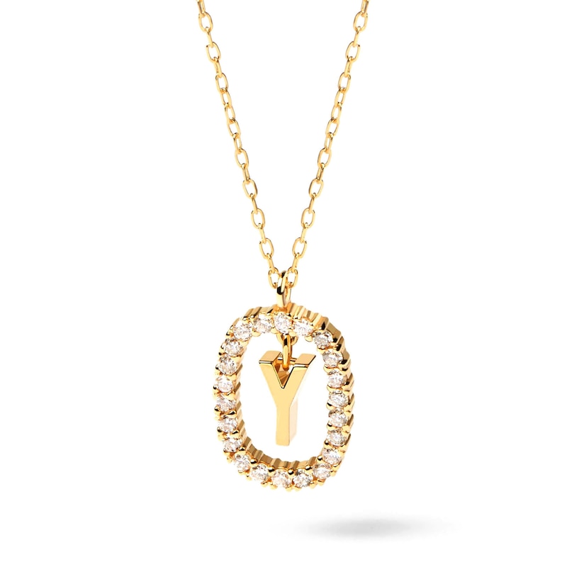 1/4 CT. T.W. Lab-Created Diamond Open Frame "Y" Initial Pendant in 14K Gold - 19.5"