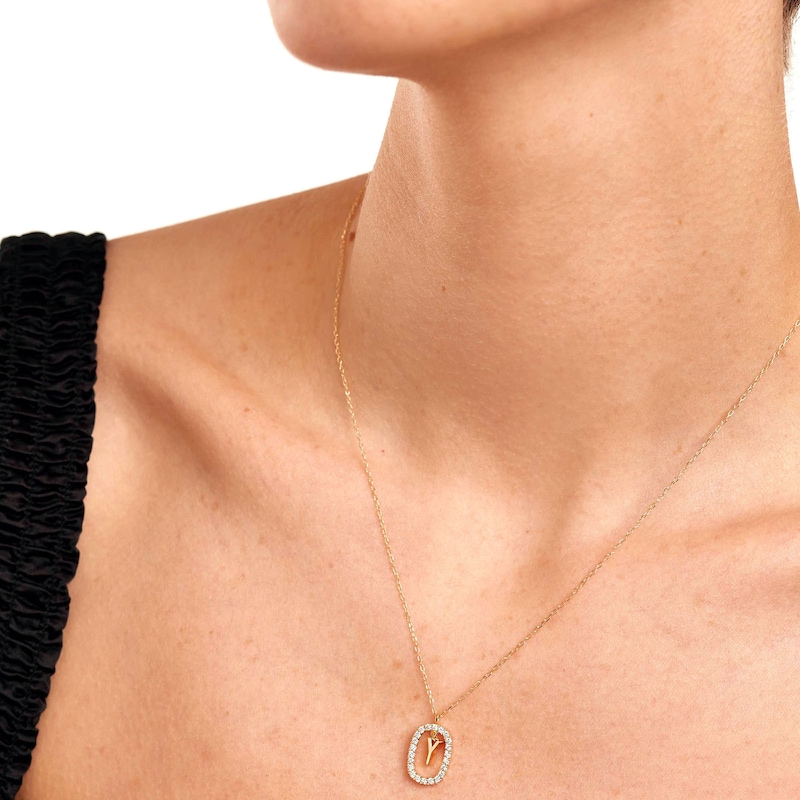 1/4 CT. T.W. Lab-Created Diamond Open Frame "Y" Initial Pendant in 14K Gold - 19.5"