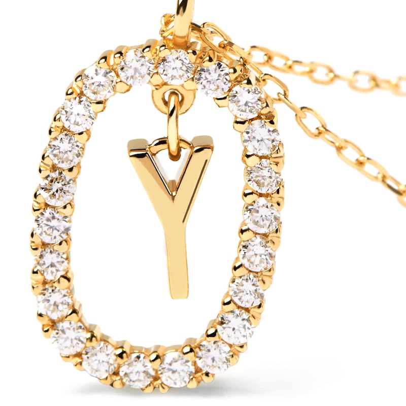 1/4 CT. T.W. Lab-Created Diamond Open Frame "Y" Initial Pendant in 14K Gold - 19.5"