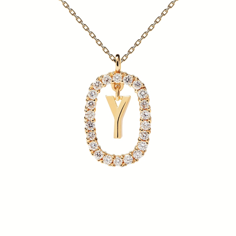 1/4 CT. T.W. Lab-Created Diamond Open Frame "Y" Initial Pendant in 14K Gold - 19.5"