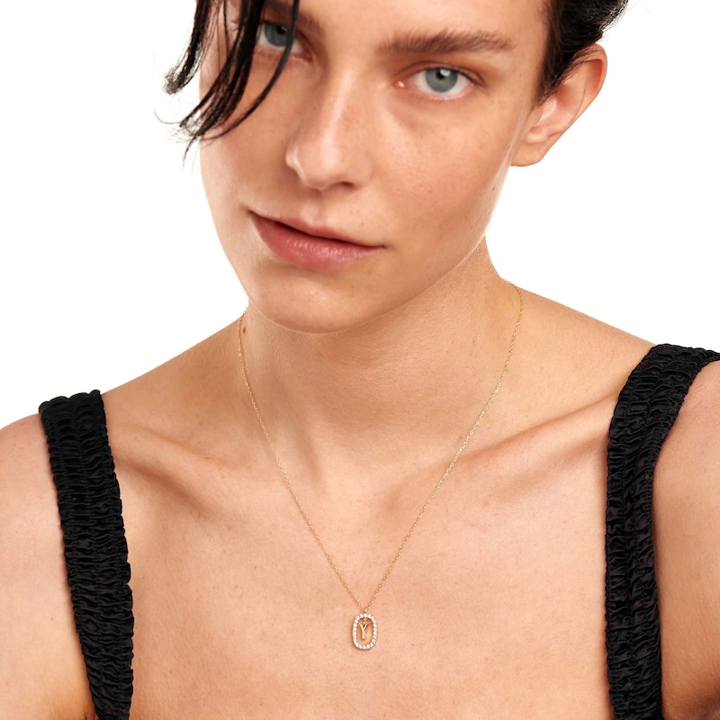 1/4 CT. T.W. Lab-Created Diamond Open Frame "Y" Initial Pendant in 14K Gold - 19.5"