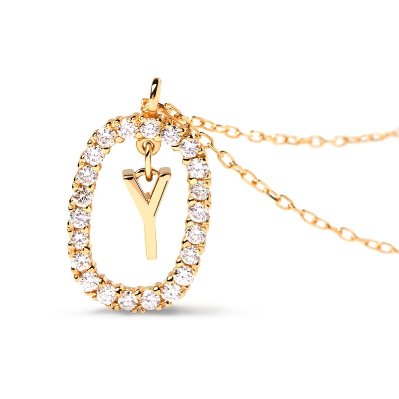 1/4 CT. T.W. Lab-Created Diamond Open Frame "Y" Initial Pendant in 14K Gold - 19.5"