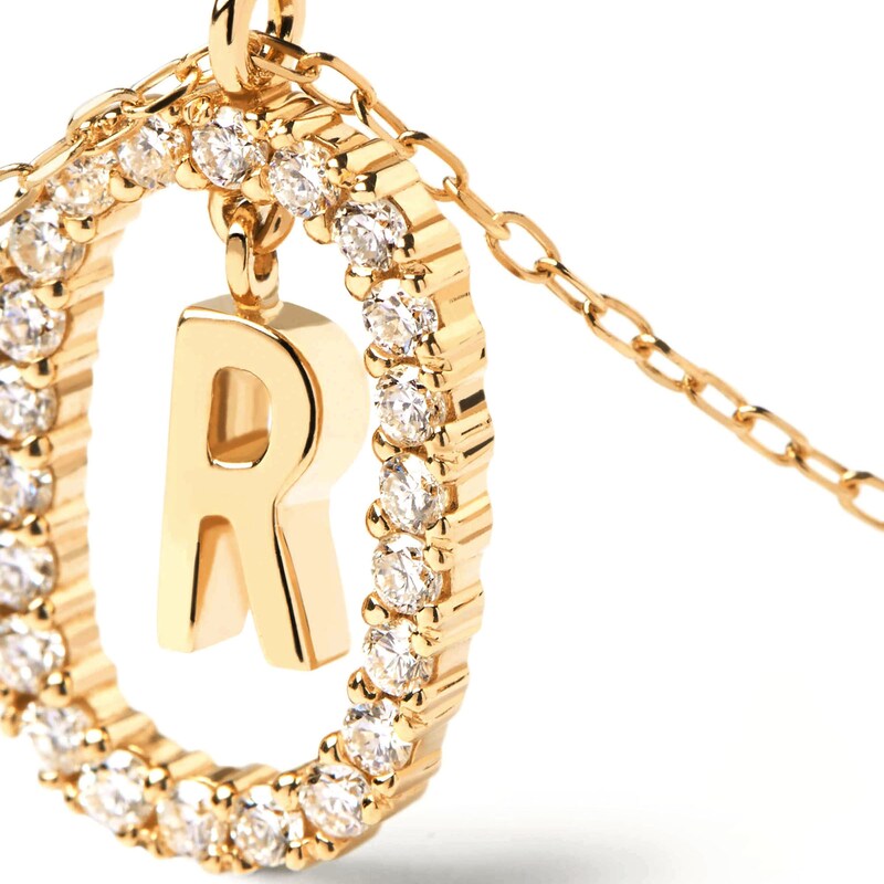 Main Image 3 of 1/4 CT. T.W. Lab-Grown Diamond Open Frame "R" Initial Pendant in 14K Gold - 19.5"