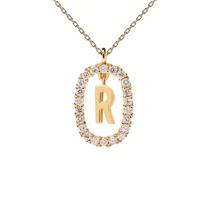 Main Image 5 of 1/4 CT. T.W. Lab-Grown Diamond Open Frame "R" Initial Pendant in 14K Gold - 19.5"